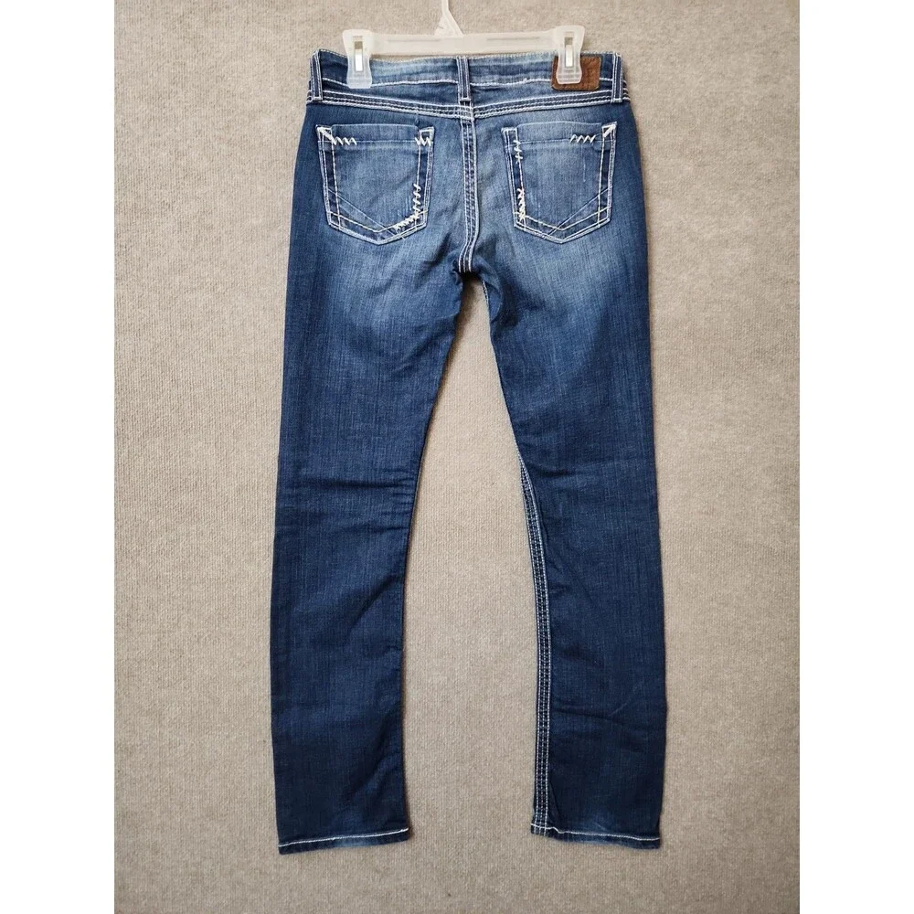 BKE Stella Straight Jeans Womens 29 Blue Medium Wash Low Rise Stretch